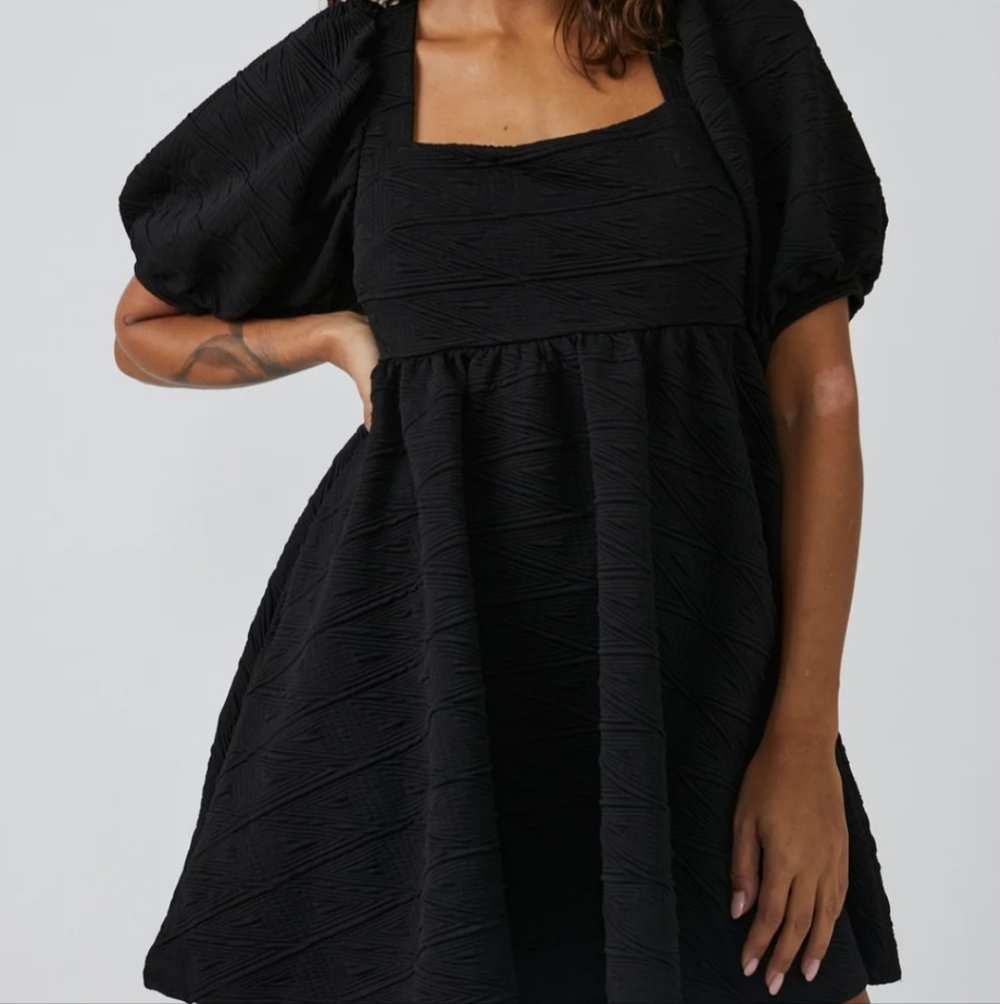 Free People Black Textured Mini Dress